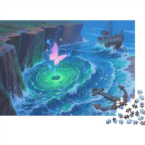 Schmetterling 1000 Teile Puzzle Für Die Ganze Familie Pink Schmetterling Erwachsenenpuzzle Geschicklichkeitsspiel Weihnachtspuzzle 1000pcs (75x50cm) von PHQAZWSXE