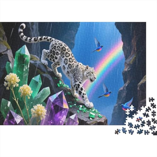 Schneeleopard 1000 Teile Puzzle Für Erwachsene Und Kinder Tier Impossible Puzzle Geschicklichkeitsspiel Weihnachtspuzzle 1000pcs (75x50cm) von PHQAZWSXE