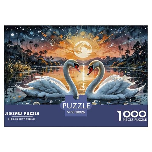 Schwan 1000 Teile Puzzle Für Die Ganze Familie Tiere Erwachsenenpuzzle Clevere Rätsel Weihnachtspuzzle 38x26cm/1000pcs von PHQAZWSXE
