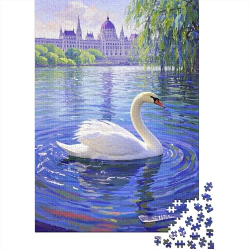 Schwan 1000 Teile Puzzle Für Erwachsene Schwans in The Lake Impossible Puzzle Geschicklichkeitsspiel Weihnachtspuzzle 1000pcs (75x50cm) von PHQAZWSXE
