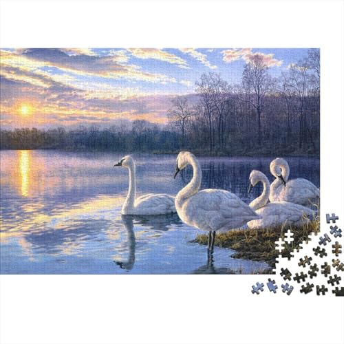 Schwan Puzzle 1000 Teile Für Die Ganze Familie Kunst Erwachsenenpuzzle Geschicklichkeitsspiel Weihnachtspuzzle 1000pcs (75x50cm) von PHQAZWSXE