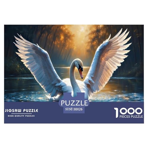 Schwan Puzzle 1000 Teile Für Die Ganze Familie Tiere Erwachsenenpuzzle Clevere Rätsel Weihnachtspuzzle 38x26cm/1000pcs von PHQAZWSXE