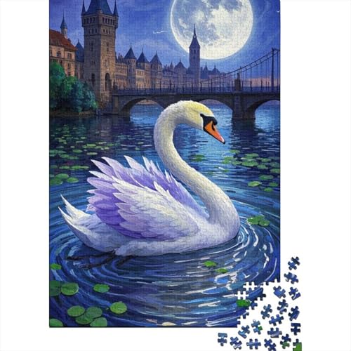 Schwan Puzzle 1000 Teile Für Erwachsene Tier Impossible Puzzle Geschicklichkeitsspiel Geschenk 1000pcs (75x50cm) von PHQAZWSXE