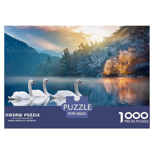 Schwan in The See Puzzle 1000 Teile Für Die Ganze Familie interessant Erwachsenenpuzzle Clevere Rätsel Weihnachtspuzzle 38x26cm/1000pcs von PHQAZWSXE