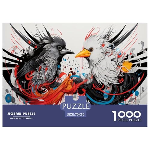 Schwarzer und weißer Vogel Puzzle 1000 Teile Für Erwachsene Tiere Erwachsenenpuzzle Geschicklichkeitsspiel Weihnachtspuzzle 70x50cm/1000pcs von PHQAZWSXE