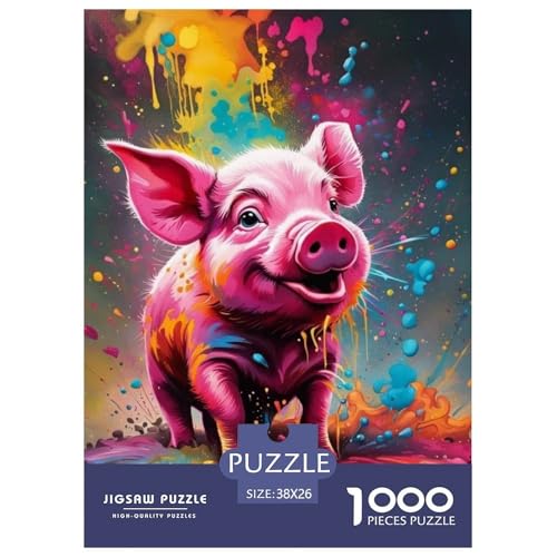Schwein Puzzle 1000 Teile Für Die Ganze Familie Tier Erwachsenenpuzzle Clevere Rätsel Geschenk 38x26cm/1000pcs von PHQAZWSXE