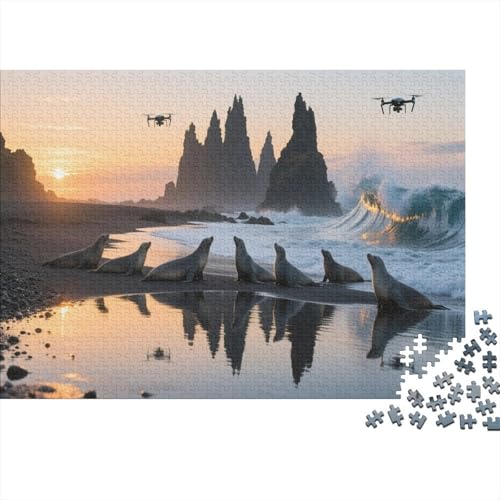 Seehund Puzzle 1000 Teile Für Die Ganze Familie Tier Erwachsenenpuzzle Geschicklichkeitsspiel GescHennek 1000pcs (75x50cm) von PHQAZWSXE