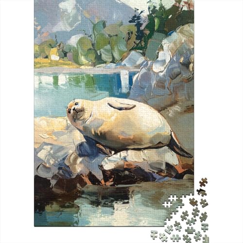 Seehund Puzzle 1000 Teile Für Erwachsene Und Kinder Tier Erwachsenenpuzzle Clevere Rätsel Weihnachtspuzzle 1000pcs (75x50cm) von PHQAZWSXE