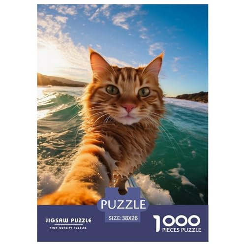 Selfie Katze 1000 Teile Puzzle Für Erwachsene Tiere Erwachsenenpuzzle Geschicklichkeitsspiel Weihnachtspuzzle 38x26cm/1000pcs von PHQAZWSXE
