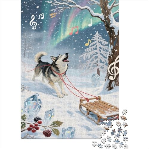 Sibirischer Husky Puzzle 1000 Teile Für Erwachsene A Husky Hund Pulling A Sledge Erwachsenenpuzzle Geschicklichkeitsspiel Geschenk 1000pcs (75x50cm) von PHQAZWSXE