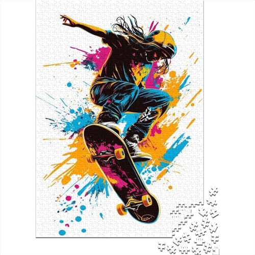 Skateboard Puzzle 1000 Teile Für Erwachsene interessant Erwachsenenpuzzle Clevere Rätsel Weihnachtspuzzle 1000pcs (75x50cm) von PHQAZWSXE