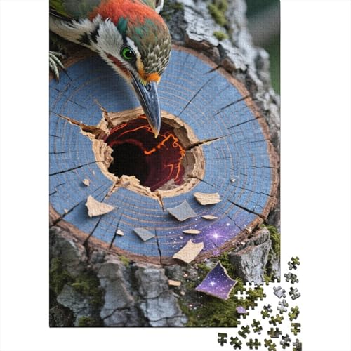 Specht 1000 Teile Puzzle Für Erwachsene Und Kinder A Specht Pecking at The Tree Erwachsenenpuzzle Geschicklichkeitsspiel Weihnachtspuzzle 1000pcs (75x50cm) von PHQAZWSXE
