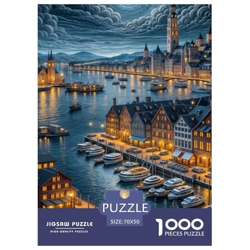 Stadtblick 1000 Teile Puzzle Für Die Ganze Familie interessant Erwachsenenpuzzle Clevere Rätsel Weihnachtspuzzle 70x50cm/1000pcs von PHQAZWSXE