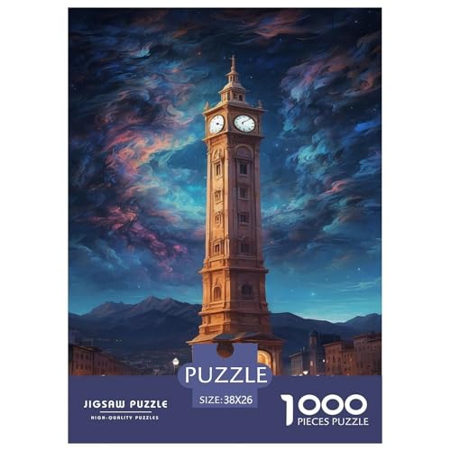Sternenhimmel Glockenturm Puzzle 1000 Teile Für Die Ganze Familie interessant persönlich Impossible Puzzle Clevere Rätsel Weihnachtspuzzle 38x26cm/1000pcs von PHQAZWSXE