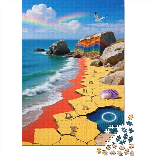 Strand Puzzle 1000 Teile Für Erwachsene Rainbow Strand Erwachsenenpuzzle Clevere Rätsel Weihnachtspuzzle 1000pcs (75x50cm) von PHQAZWSXE
