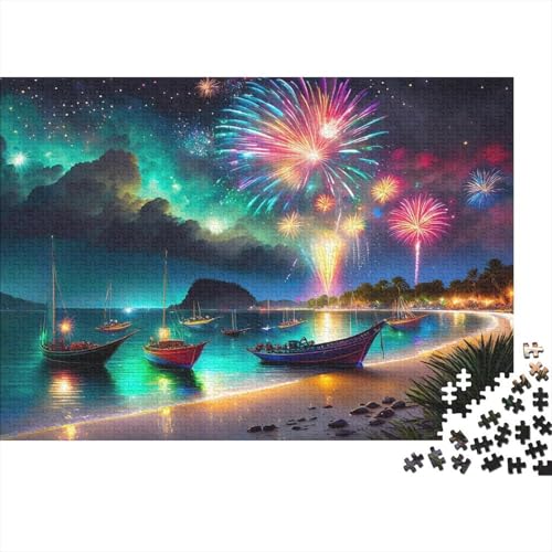 Strand and Feuerwerk 1000 Teile Puzzle Für Erwachsene Und Kinder interessant Erwachsenenpuzzle Geschicklichkeitsspiel Geschenk 1000pcs (75x50cm) von PHQAZWSXE