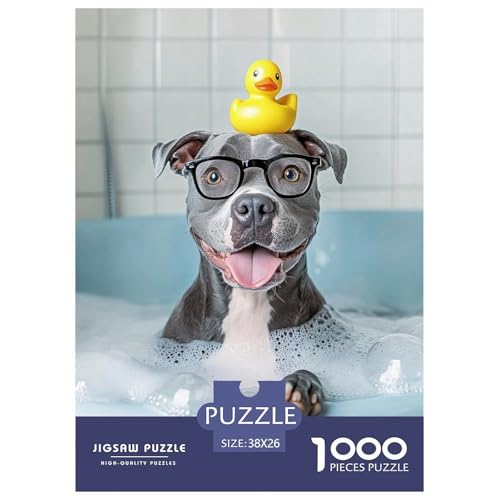 The Hund Taking A Bath 1000 Teile Puzzle Für Die Ganze Familie Tiere Erwachsenenpuzzle Clevere Rätsel Weihnachtspuzzle 38x26cm/1000pcs von PHQAZWSXE