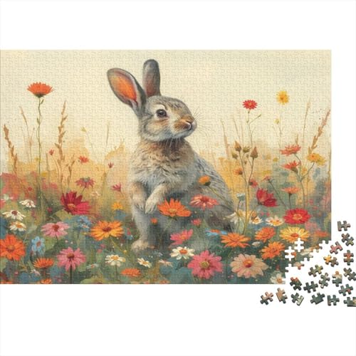 The Rabbit Among The Blumens 1000 Teile Puzzle Für Die Ganze Familie Tiere Impossible Puzzle Geschicklichkeitsspiel Geschenk 1000pcs (75x50cm) von PHQAZWSXE