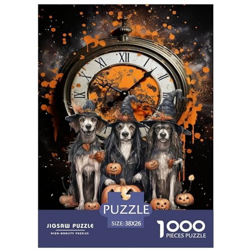 The Wizard Hund of Halloween Night 1000 Teile Puzzle Für Erwachsene interessant Impossible Puzzle Geschicklichkeitsspiel Weihnachtspuzzle 38x26cm/1000pcs von PHQAZWSXE