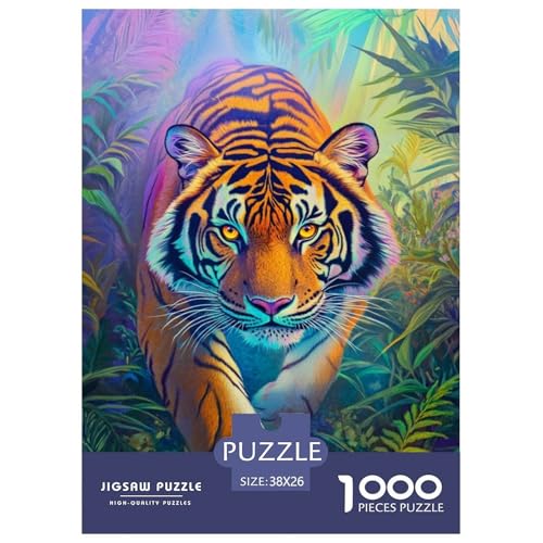 Tiger 1000 Teile Puzzle Für Erwachsene Tier Impossible Puzzle Geschicklichkeitsspiel Geschenk 38x26cm/1000pcs von PHQAZWSXE
