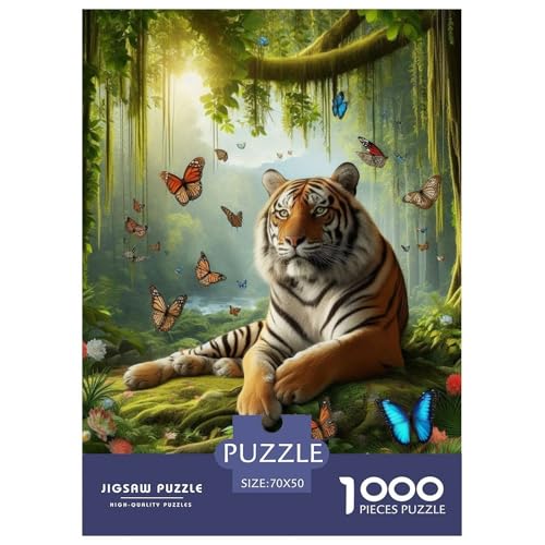Tiger 1000 Teile Puzzle Für Erwachsene Tier Impossible Puzzle Geschicklichkeitsspiel Weihnachtspuzzle 70x50cm/1000pcs von PHQAZWSXE