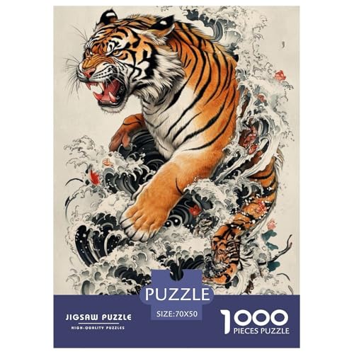 Tiger Puzzle 1000 Teile Für Erwachsene Tier Erwachsenenpuzzle Geschicklichkeitsspiel Geschenk 70x50cm/1000pcs von PHQAZWSXE