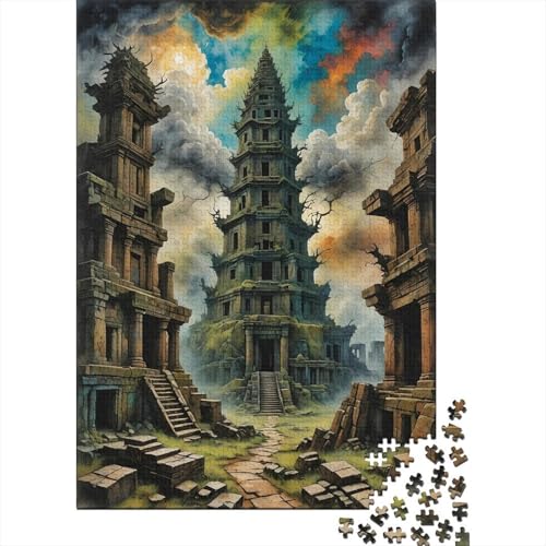 Verlassene Ruinen Geist Pagode 1000 Teile Puzzle Für Die Ganze Familie interessant Erwachsenenpuzzle Clevere Rätsel Weihnachtspuzzle 1000pcs (75x50cm) von PHQAZWSXE