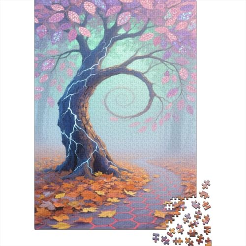 Wald Puzzle 1000 Teile Für Erwachsene Der Fantastische Baum mit rosa Blumen Erwachsenenpuzzle Geschicklichkeitsspiel Geschenk 1000pcs (75x50cm) von PHQAZWSXE