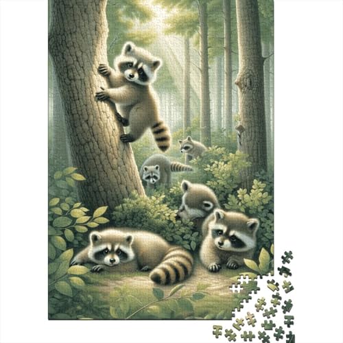 Waschbär Puzzle 1000 Teile Für Die Ganze Familie Tier Erwachsenenpuzzle Geschicklichkeitsspiel Weihnachtspuzzle 1000pcs (75x50cm) von PHQAZWSXE