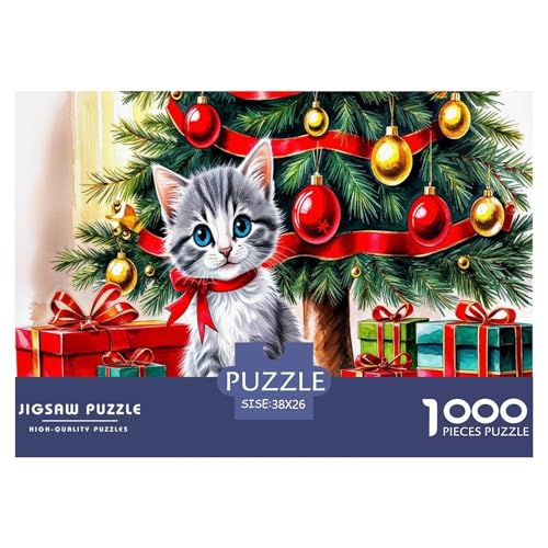 Weihnachten Katze 1000 Teile Puzzle Für Erwachsene Und Kinder interessant Erwachsenenpuzzle Geschicklichkeitsspiel GescHühnerk 38x26cm/1000pcs von PHQAZWSXE