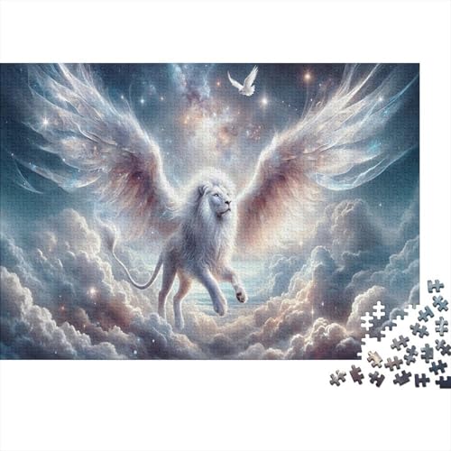 Weißer Löwe Puzzle 1000 Teile Für Erwachsene Tiere Erwachsenenpuzzle Geschicklichkeitsspiel Geschenk 1000pcs (75x50cm) von PHQAZWSXE