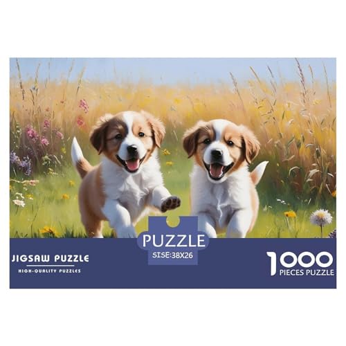 Welpen-Spielen-im Freien Puzzle 1000 Teile Für Die Ganze Familie interessant Erwachsenenpuzzle Clevere Rätsel Weihnachtspuzzle 38x26cm/1000pcs von PHQAZWSXE