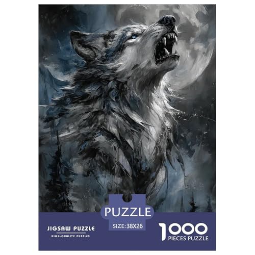 Wolf 1000 Teile Puzzle Für Die Ganze Familie Tier Impossible Puzzle Clevere Rätsel Weihnachtspuzzle 38x26cm/1000pcs von PHQAZWSXE