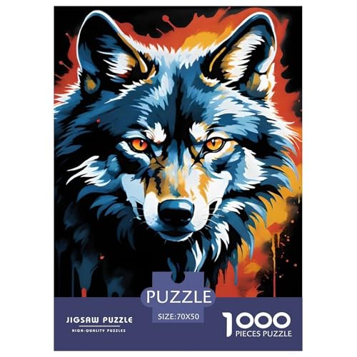Wolf 1000 Teile Puzzle Für Die Ganze Familie Tiere Erwachsenenpuzzle Clevere Rätsel GescHühnerk 70x50cm/1000pcs von PHQAZWSXE