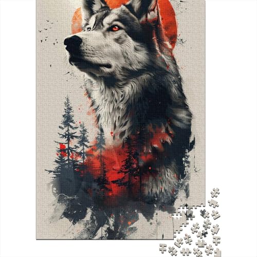 Wolf 1000 Teile Puzzle Für Erwachsene Tier Erwachsenenpuzzle Geschicklichkeitsspiel Weihnachtspuzzle 1000pcs (75x50cm) von PHQAZWSXE