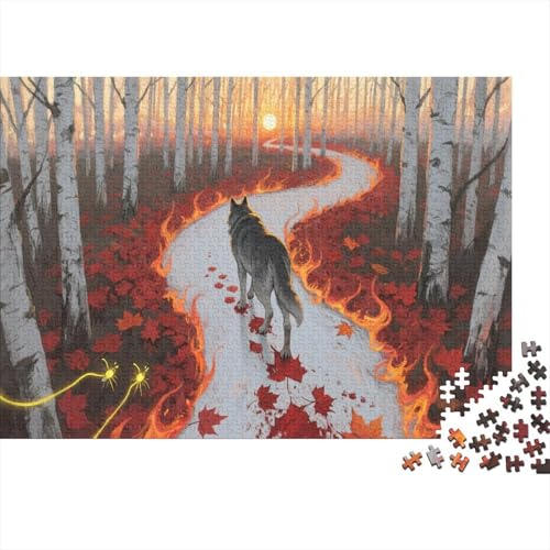 Wolf 1000 Teile Puzzle Für Erwachsene Wald Einsamer Wolf Impossible Puzzle Geschicklichkeitsspiel Weihnachtspuzzle 1000pcs (75x50cm) von PHQAZWSXE