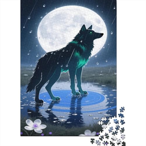 Wolf Puzzle 1000 Teile Für Die Ganze Familie EIN einsamer Wolf im Mondlicht Erwachsenenpuzzle Geschicklichkeitsspiel Weihnachtspuzzle 1000pcs (75x50cm) von PHQAZWSXE