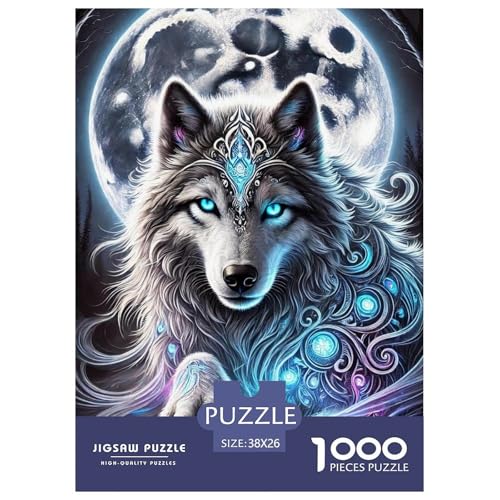 Wolf Puzzle 1000 Teile Für Die Ganze Familie Tier Erwachsenenpuzzle Geschicklichkeitsspiel Weihnachtspuzzle 38x26cm/1000pcs von PHQAZWSXE