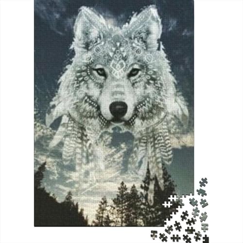 Wolf Puzzle 1000 Teile Für Erwachsene Und Kinder Tier Erwachsenenpuzzle Geschicklichkeitsspiel Weihnachtspuzzle 1000pcs (75x50cm) von PHQAZWSXE