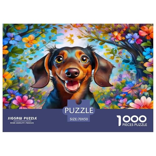 Zeichentrick-Cute-Dachshund-Hund 1000 Teile Puzzle Für Die Ganze Familie interessant Erwachsenenpuzzle Geschicklichkeitsspiel Geschenk 70x50cm/1000pcs von PHQAZWSXE
