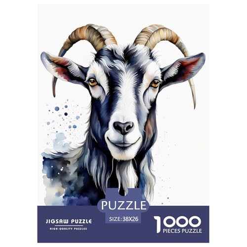 Ziege 1000 Teile Puzzle Für Erwachsene Tiere Impossible Puzzle Geschicklichkeitsspiel Geschenk 38x26cm/1000pcs von PHQAZWSXE