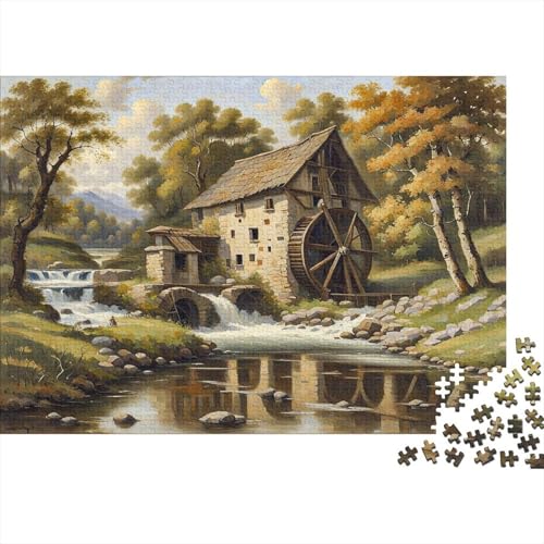 ländliches Wasserrad 1000 Teile Puzzle Für Erwachsene Und Kinder interessant Erwachsenenpuzzle Clevere Rätsel Geschenk 1000pcs (75x50cm) von PHQAZWSXE