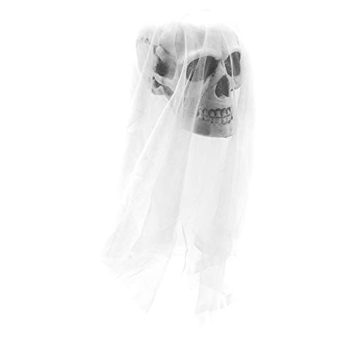 PHTOIT Halloween Gaze SchäDel Skelett Kopf HäNgenden Geist Elektrische Sprach Steuerung Spuk Haus Escape Horror Requisiten Weiß von PHTOIT