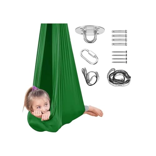 Kinderschaukel, Vielseitige Sensorische Schaukelhängematte Multifunktional Tragbar Einstellbar Für Entspannungsschlafzimmer(Green) von PHYTEMBRYO