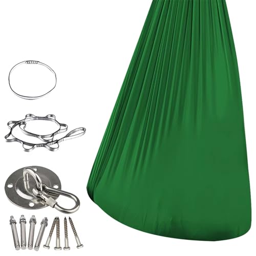PHYTEMBRYO Indoor Yoga Suspension Betten Sensorische Schaukel Elastische Therapie Schaukel Therapie Kuschelschaukel Heilende & entspannende Kuschel-Sensorische Schaukel(Dark Green 280x150cm) von PHYTEMBRYO