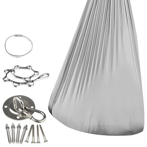 PHYTEMBRYO Indoor Yoga Suspension Betten Sensorische Schaukel Elastische Therapie Schaukel Therapie Kuschelschaukel Heilende & entspannende Kuschel-Sensorische Schaukel(Gray 280x150cm) von PHYTEMBRYO