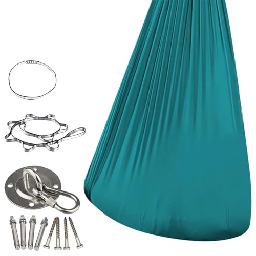 PHYTEMBRYO Indoor Yoga Suspension Betten Sensorische Schaukel Elastische Therapie Schaukel Therapie Kuschelschaukel Heilende & entspannende Kuschel-Sensorische Schaukel(Green 280x150cm) von PHYTEMBRYO