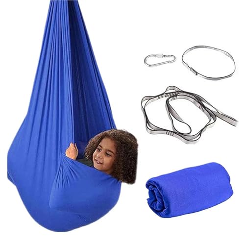 PHYTEMBRYO Sensorische Schaukel, Ruhige Hängematte für Den Innenbereich, Tragbar, Weich, Entspannend, Sensorisch für Garten, Spielplatz, Terrasse, Camping und Klassenzimmer(Blue) von PHYTEMBRYO