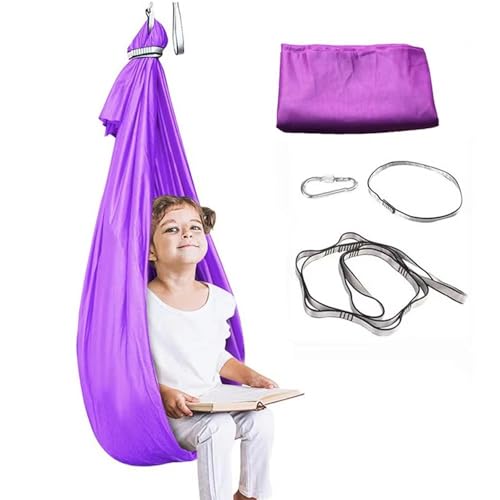 PHYTEMBRYO Sensorische Schaukel, Ruhige Hängematte für Den Innenbereich, Tragbar, Weich, Entspannend, Sensorisch für Garten, Spielplatz, Terrasse, Camping und Klassenzimmer(Purple) von PHYTEMBRYO