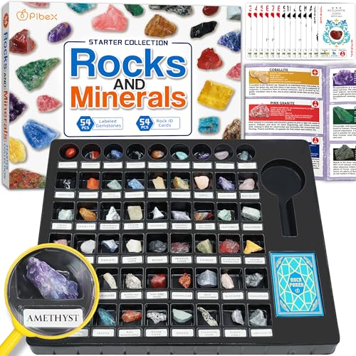 Rock and Mineral Collection Set, 54-teilig, pädagogische Edelsteine und Steine Kit mit Anleitung für Kinder ab 6 Jahren Rock and Mineral Collection Set, 54-teilig, pädagogische Edelsteine und Steine Kit mit Anleitung für Kinder ab 6 Jahren von PIBEX